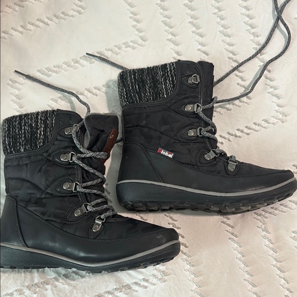 EUC Women’s Global Win Black and Gray Snow Hiking Boots 6.5 Waterproof Insulated - Picture 4 of 8